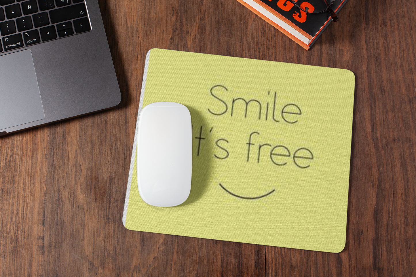 Smile it's free mousepad for laptop and desktop with Rubber Base - Anti Skid