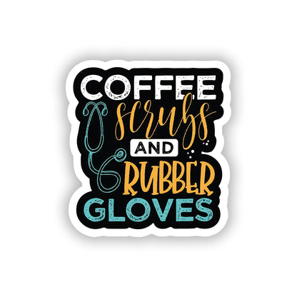 Coffee scrub and rubber gloves