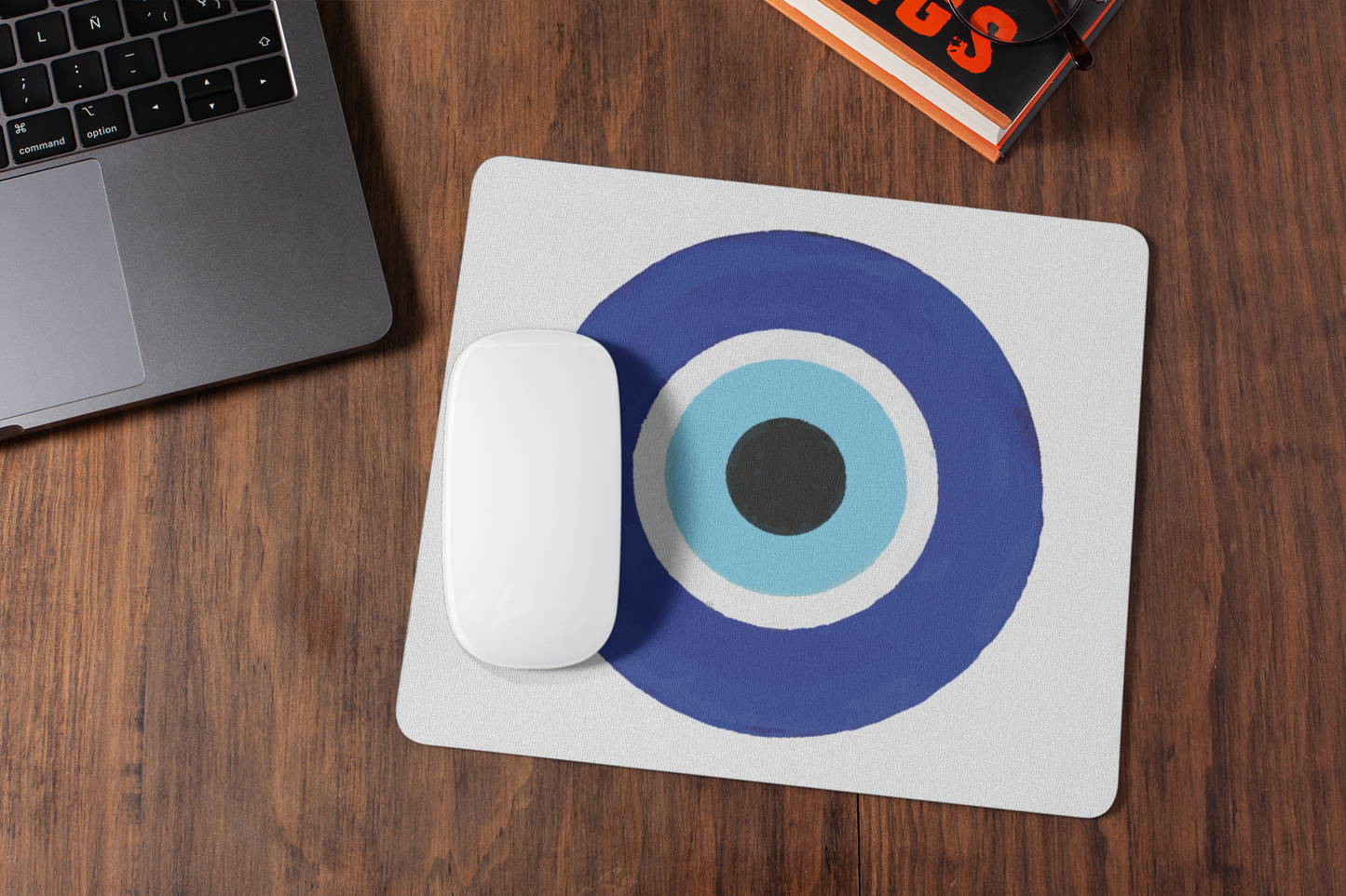 Evils eye mousepad for laptop and desktop with Rubber Base - Anti Skid