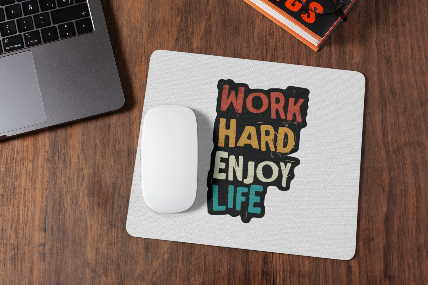 Work hard enjoy life mousepad for laptop and desktop with Rubber Base - Anti Skid