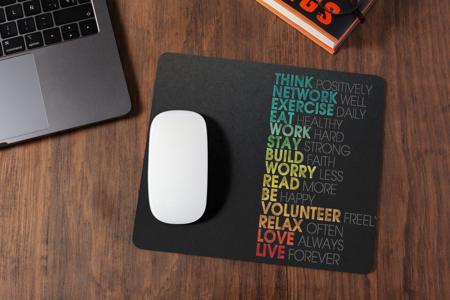 Think positively mousepad for laptop and desktop with Rubber Base - Anti Skid