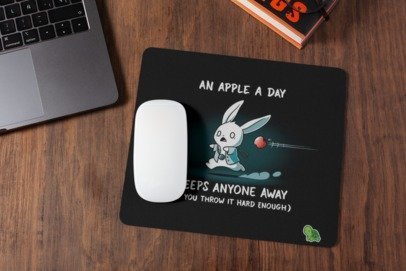 An apple a day keeps anyone away mousepad for laptop and desktop with Rubber Base - Anti Skid