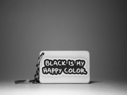 Black is my happy color  Keychain