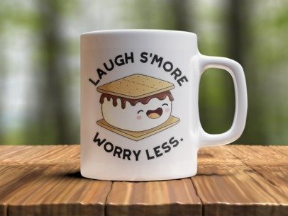 Laugh more worry less  Design Photo Mug Printing