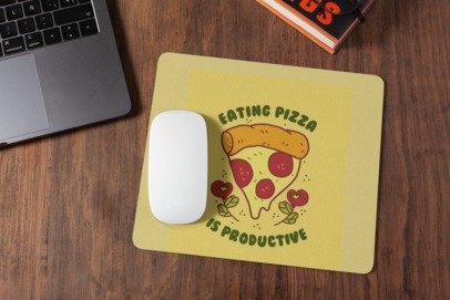 Eating pizza is productive mousepad for laptop and desktop with Rubber Base - Anti Skid