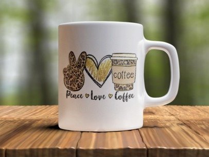 Peace love coffee  Design Photo Mug Printing