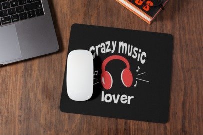 Crazy music lover mousepad for laptop and desktop with Rubber Base - Anti Skid