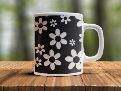 Black flowers  Design Photo Mug Printing